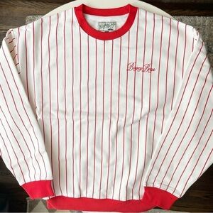 Bogey Boys Macklemore Men’s Pinstripe Crewneck Sweatshirt Red White Size XXL